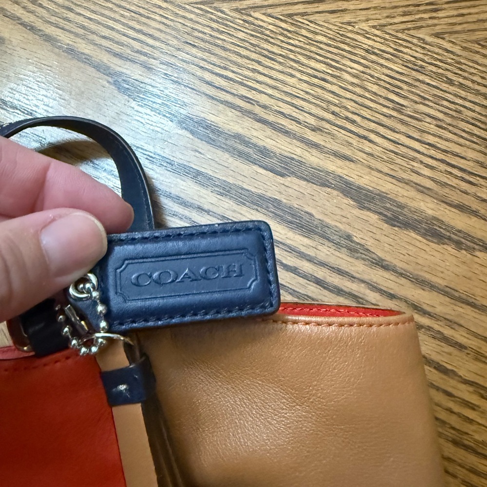 Coach Colorblock Carrie Tote Red and Navy Interior Bag - Picture 5 of 7